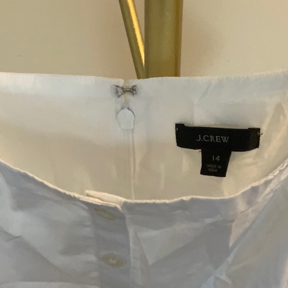 Beautiful Jcrew white summer button down dress zipper in back. Never worn